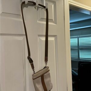 Vintage Coach Fabric and Leather Crossbody Bag with Back Zipper